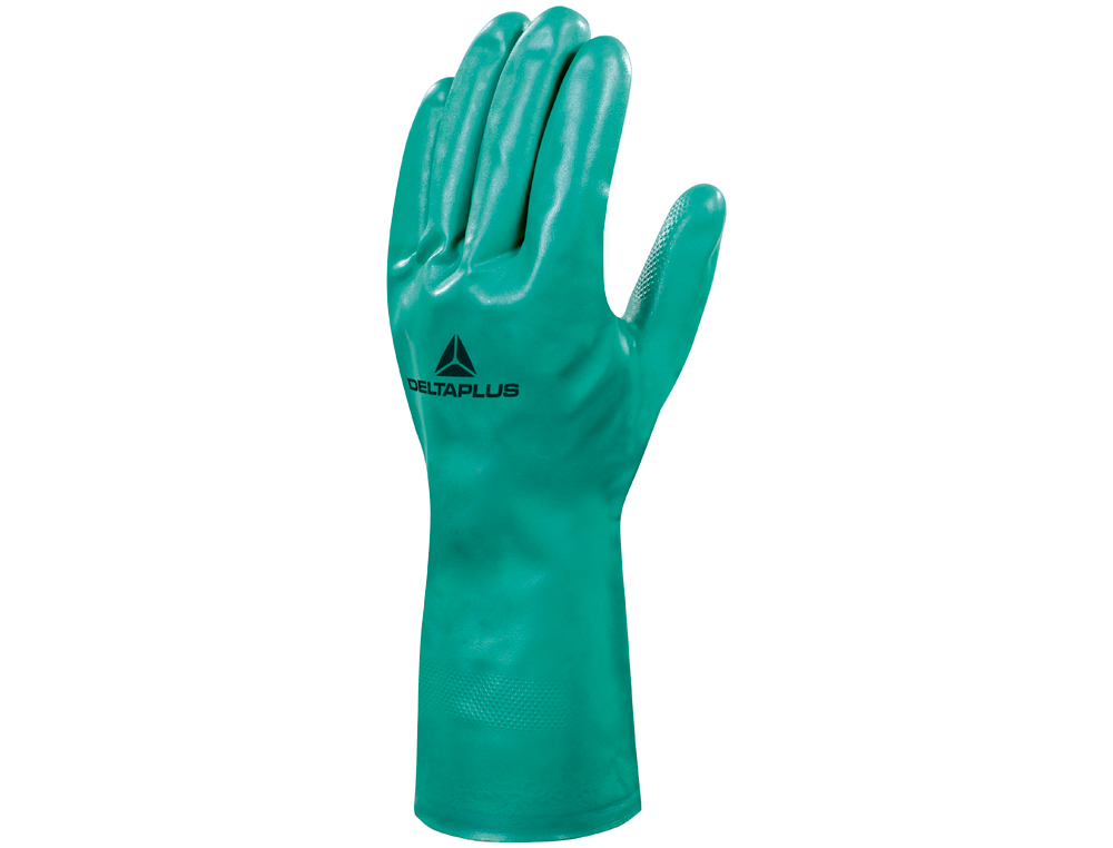 GUANTES DELTAPLUS TRATADO EN NITRILO FLOCADO DE ALGODON ESPECIAL PARA TRABAJOS CON LIQUIDOS QUIMICOS TALLA 8