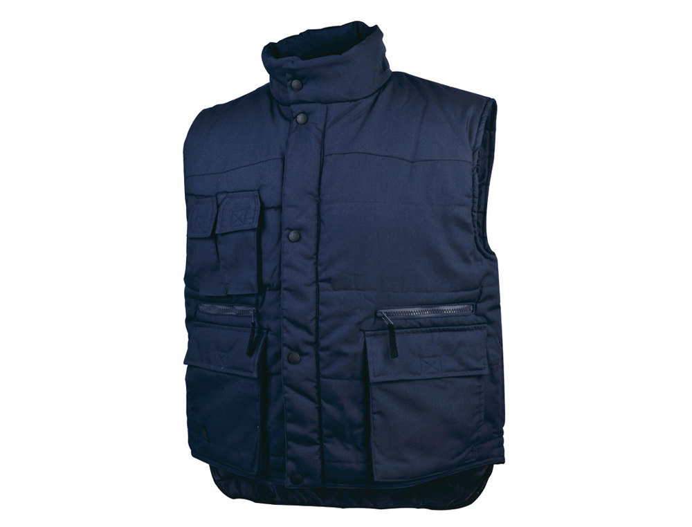 CHALECO DELTAPLUS MULTIBOLSILLOS CON CREMALLERA CINTURA ELASTICA COLOR AZUL NARANJA TALLA S