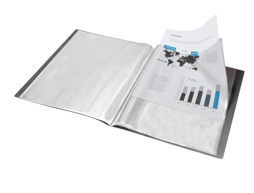 CARPETA LIDERPAPEL ESCAPARATE 30 FUNDAS PVC FOLIO NEGRO