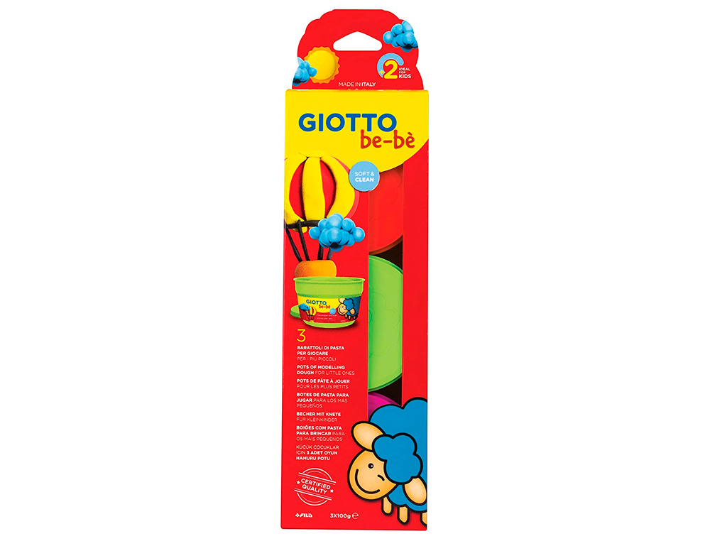 PASTA PARA MODELAR GIOTTO BEBE PACK 3 COLORES SURTIDOS DERMATOLOGICAMENTE TESTADA