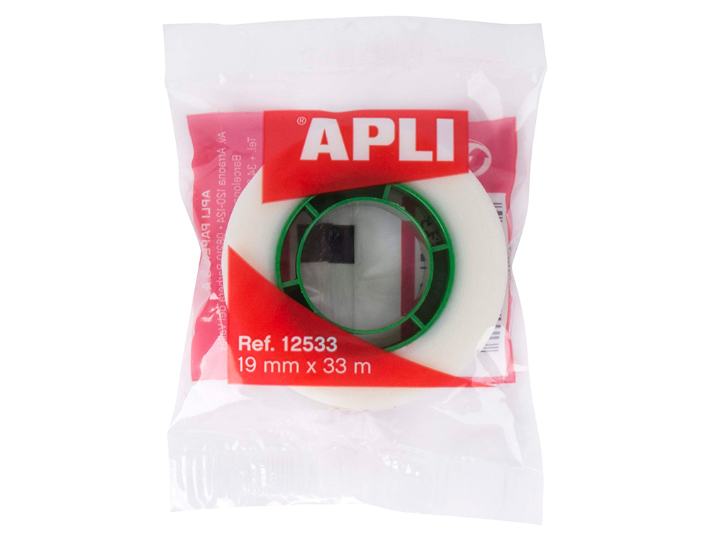 CINTA ADHESIVA APLI 33 MT X 19 MM INVISIBLE ENCELOFANADA INDIVIDUALMENTE