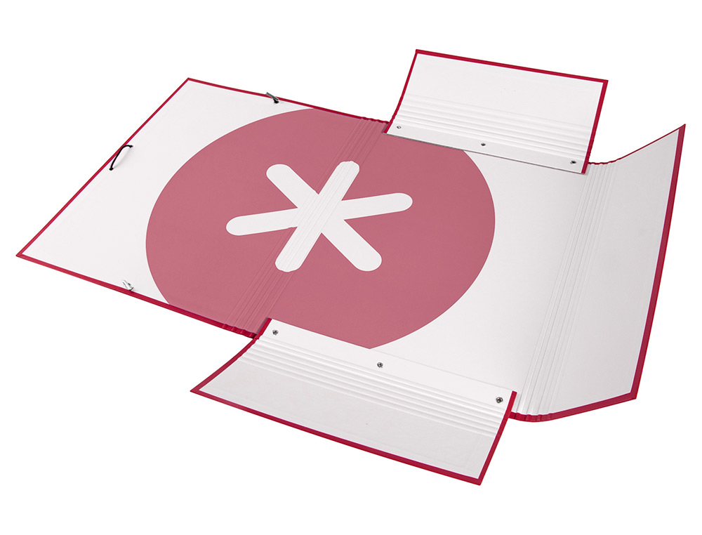 CARPETA ANTARTIK GOMAS TRES SOLAPAS CARTON FORRADO A4 COLOR FRAMBUESA