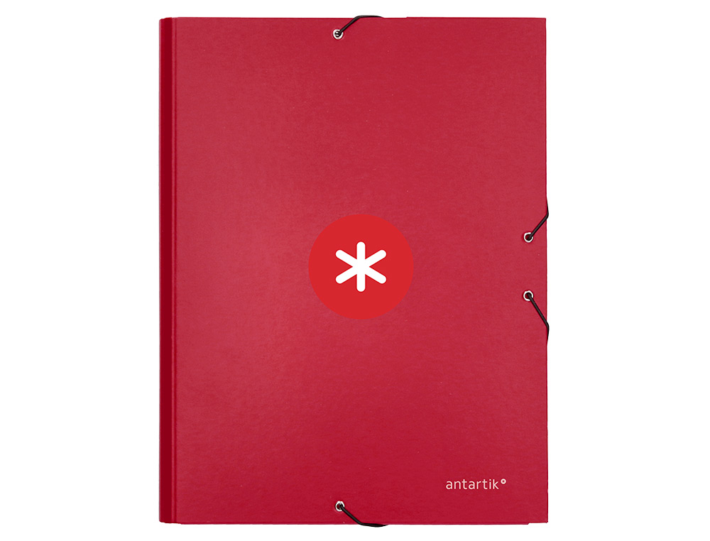CARPETA ANTARTIK GOMAS TRES SOLAPAS CARTON FORRADO A4 COLOR FRAMBUESA