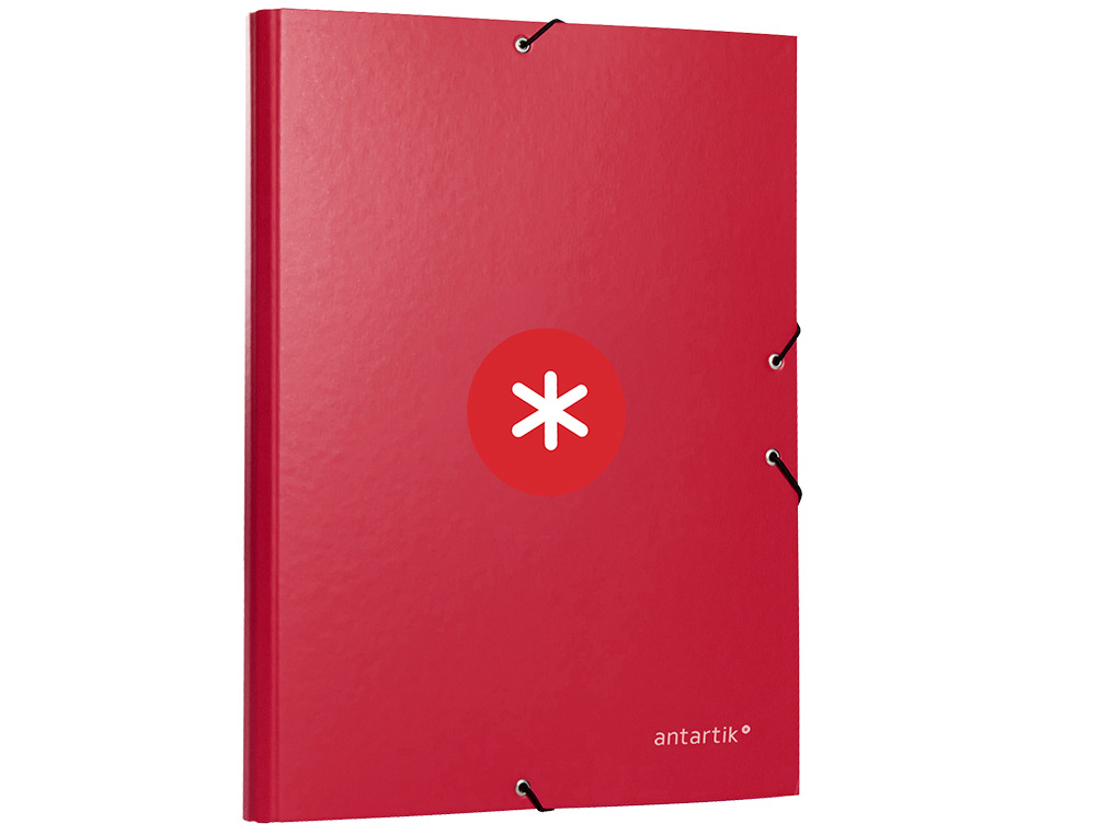 CARPETA ANTARTIK GOMAS TRES SOLAPAS CARTON FORRADO A4 COLOR FRAMBUESA