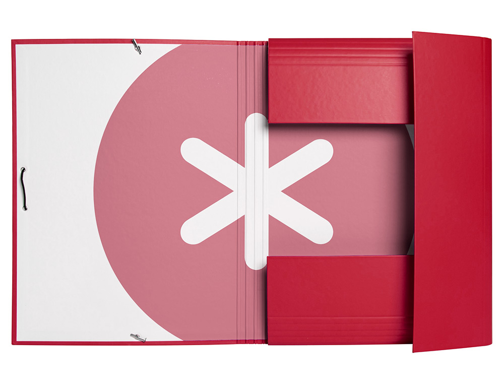 CARPETA ANTARTIK GOMAS TRES SOLAPAS CARTON FORRADO A4 COLOR FRAMBUESA