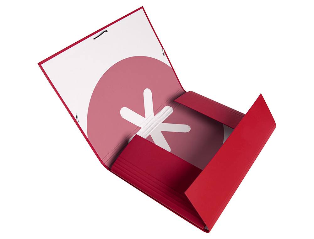 CARPETA ANTARTIK GOMAS TRES SOLAPAS CARTON FORRADO A4 COLOR FRAMBUESA