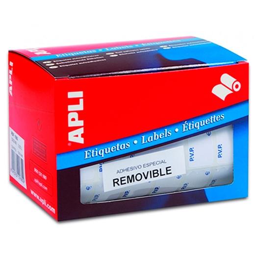 ETIQUETAS APLI 16X22MM REMOVIBLE ROLLO PVP BLANCO 2520u