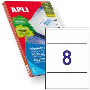 ETIQUETA APLI A4 C/100h 97X67,7MM INKJET/LSER C/RECTOS 8 ETQ.X H BL