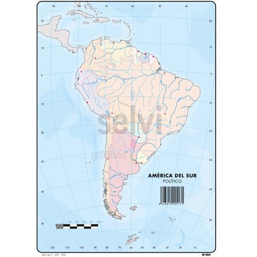 SELVI MAPA MUDO POLTICO DE  AMERICA DEL SUR A4 -50U-