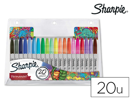 ROTULADOR SHARPIE PERMANENTE PUNTA FINA BLISTER DE 20 UNIDADES COLORES SURTIDOS