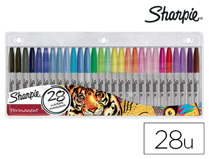 ROTULADOR SHARPIE PERMANENTE PUNTA FINA BLISTER DE 28 UNIDADES COLORES SURTIDOS