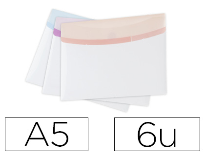 CARPETA TARIFOLD PORTADOCUMENTOS COLOR DREAM POLIPROPILENO DIN A5 VELCRO COLORES PASTEL PACK 6 UNIDADES