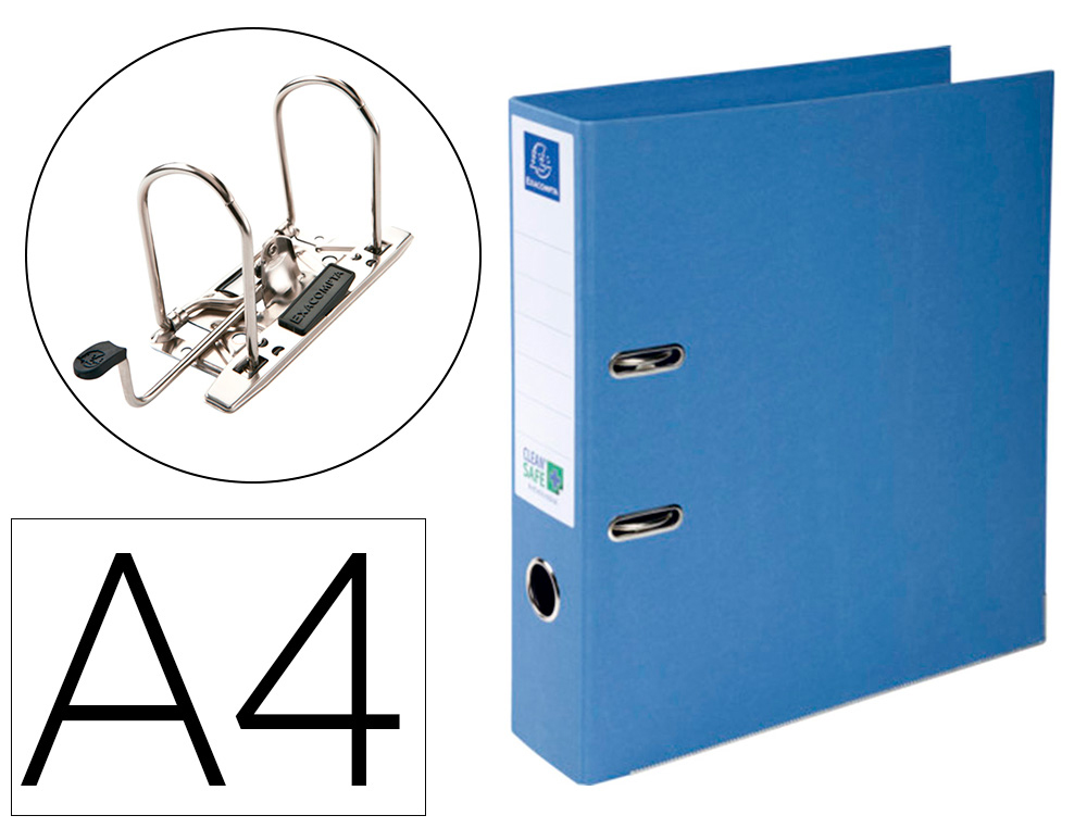 ARCHIVADOR DE PALANCA EXACOMPTA PREM TOUCH CLEAN SAFE CARTON FORRADO DIN A4 LOMO 70 MM AZUL