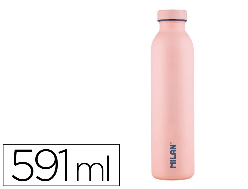BOTELLA PORTALIQUIDOS MILAN ACERO INOXIDABLE TERMO COLOR ROSA 591 ML