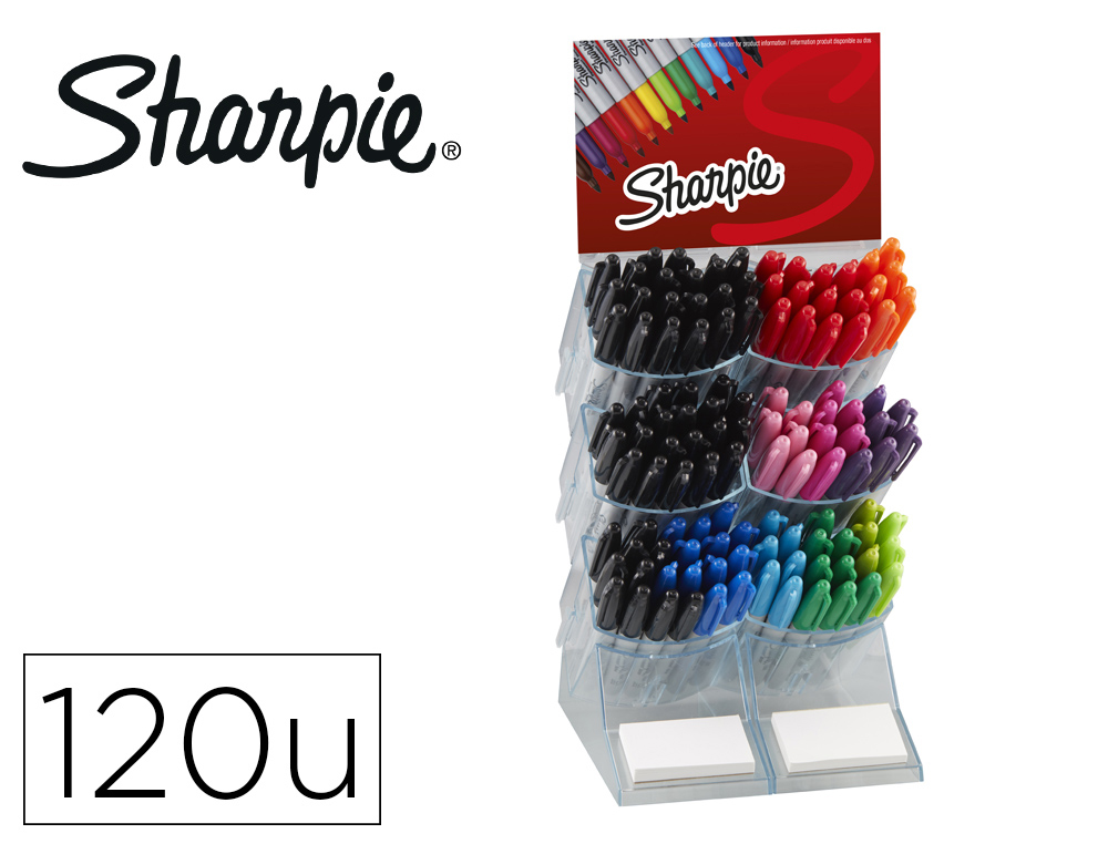 ROTULADOR SHARPIE FINE EXPOSITOR SOBREMESA DE 120 UNIDADES COLORES SURTIDOS