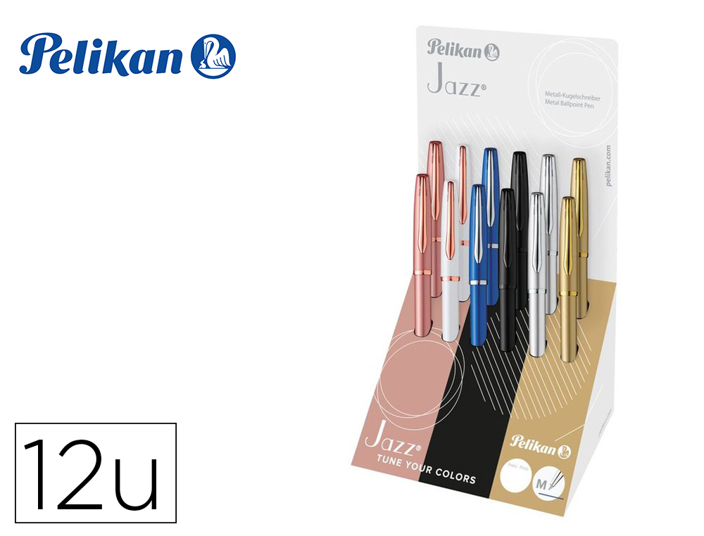 BOLIGRAFO PELIKAN JAZZ NOBLE ELEGANCE EXPOSITOR DE 12 UNIDADES COLORES SURTIDOS