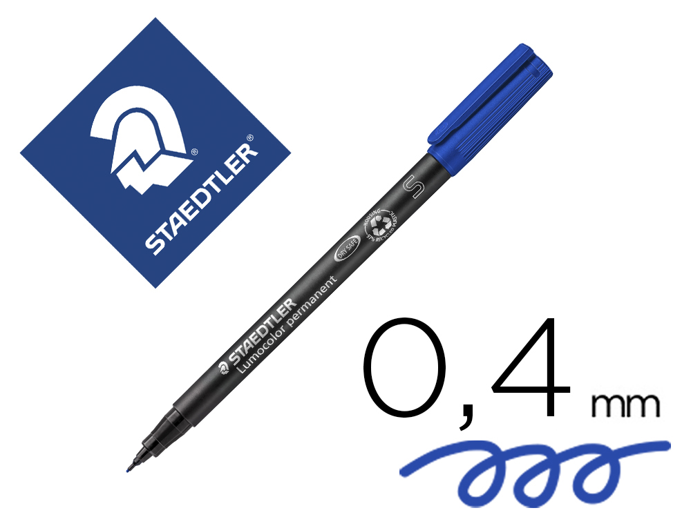 ROTULADOR STAEDTLER LUMOCOLOR RETROPROYECCION PUNTA DE FIBRAPERMANENTE 313-3 AZUL PUNTA SUPER FINA REDONDA 0.4 MM