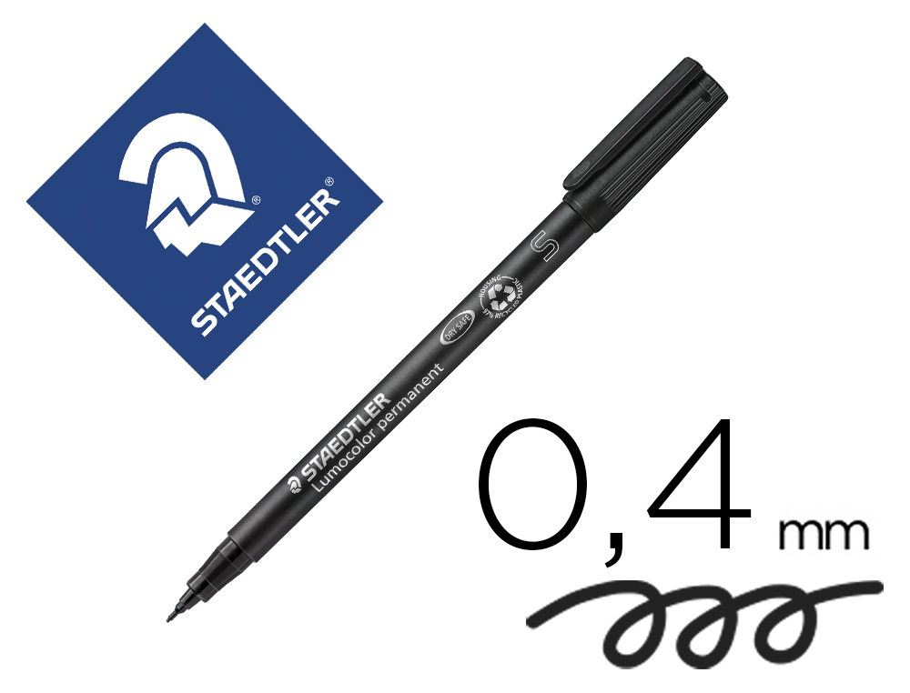 ROTULADOR STAEDTLER LUMOCOLOR RETROPROYECCION PUNTA DE FIBRAPERMANENTE 313-9 NEGRO PUNTA SUPER FINA REDONDA 0.4 MM