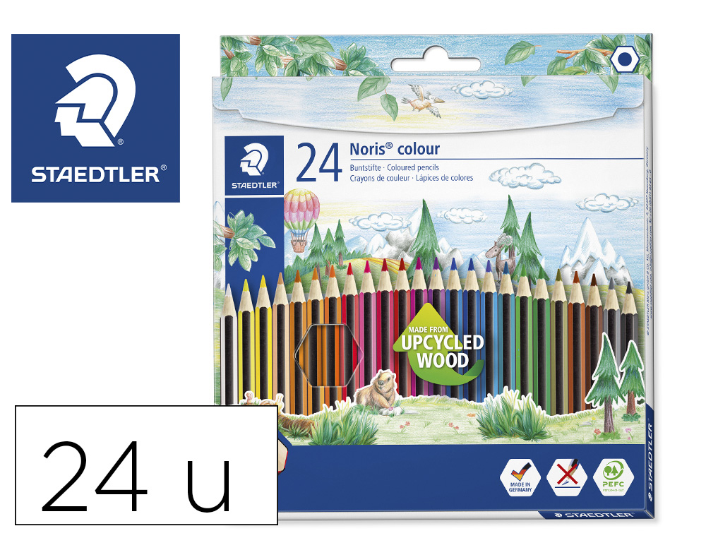 LAPICES DE COLORES STAEDTLER WOPEX ECOLOGICO 24 COLORES EN CAJA DE CARTON