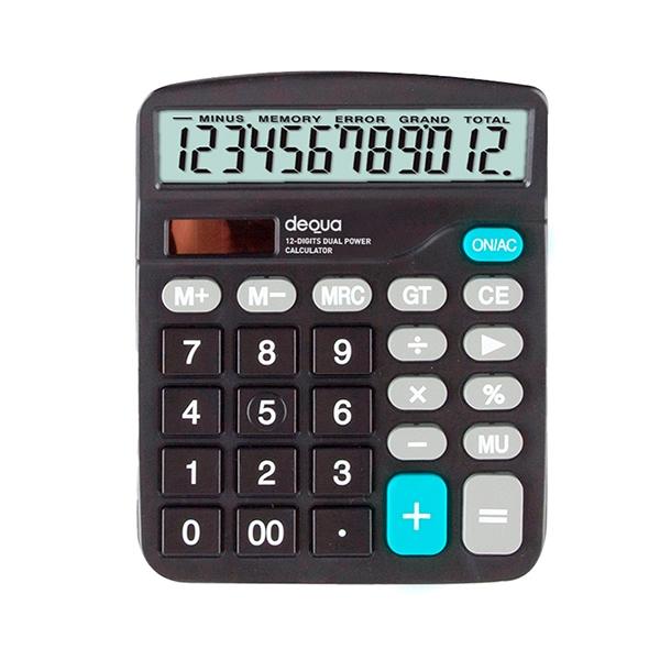 CALCULADORA DEQUA SOBREMESA BL-837 12dig SOL/PIL 127x105x24 NEGR