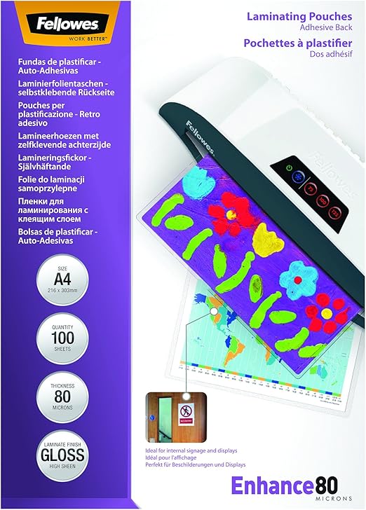 FUND.PLASTIF. 80M 216X303 C.100 A4 AUTO-ADHESIVAS GLOSS